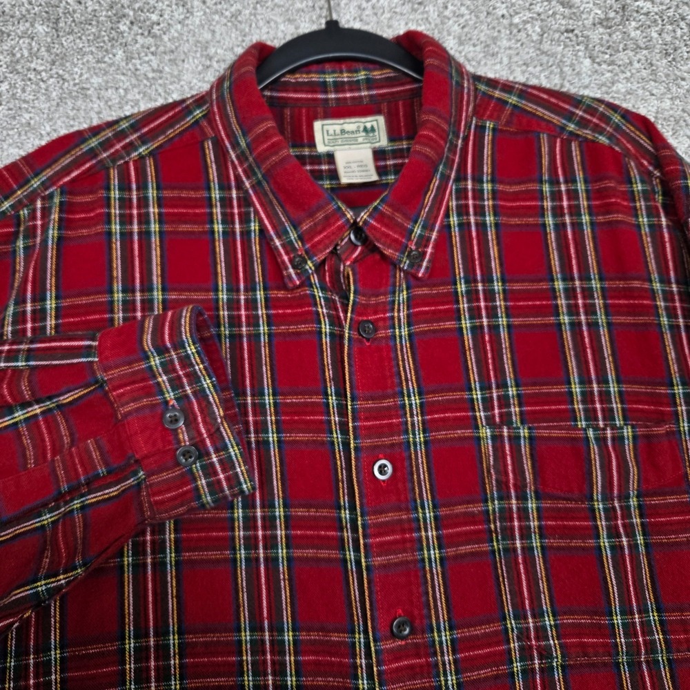 LL Bean Mens 2XL Red green yellow white blue black Plaid Flannel